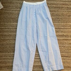 Daily Drills - White/Blue Stripe Pointelle Boxer Poplin Pants